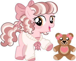 Size: 1245x990 | Tagged: safe, artist:strawberry-spritz, imported from derpibooru, oc, earth pony, pony, female, filly, foal, plushie, simple background, solo, teddy bear, transparent background