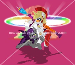 Size: 1280x1115 | Tagged: safe, artist:askbritanniamlp, imported from derpibooru, oc, oc:britannia, oc:svelteyanka, bat pony, pony, unicorn, ask britannia, atomic rainboom, explosion, female, horn, mare, rocket launcher, sunglasses, weapon