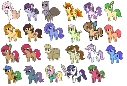 Size: 689x469 | Tagged: safe, artist:lockheart, imported from derpibooru, rarity, oc, oc:alice, oc:bananna split, oc:baroness, oc:bread pony, oc:cherry sweetheart, oc:cinnamon bun, oc:donut stoles, oc:grittyguts, oc:jess, oc:limit state, oc:lockie, oc:low rider, oc:raggie, oc:sicklestitch, oc:stella cherry, oc:wafflecakes, oc:whitechain, bread pony, earth pony, food pony, hagwarders, lamia, original species, pegasus, pony, unicorn, alternate universe, bow, bread, clothes, eyepatch, female, food, hair bow, horn, levitation, magic, mare, pegasus oc, ponified, scar, socks, spread wings, striped socks, sword, sword rara, tail, tail bow, telekinesis, thigh highs, unicorn oc, weapon, wings