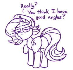 Size: 1663x1609 | Tagged: safe, artist:adorkabletwilightandfriends, imported from derpibooru, starlight glimmer, unicorn, adorkable, butt, cute, dork, horn, lips, looking at you, looking back, plot, question, seductive, standing, tail