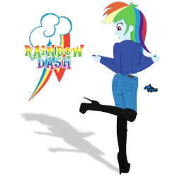 Size: 2560x2560 | Tagged: safe, artist:gibsterboy5, imported from derpibooru, rainbow dash, human, equestria girls, boots, clothes, denim, denim jacket, female, high heel boots, high heels, high res, jacket, jeans, leather, leather boots, looking down, one leg raised, pants, platform boots, platform heels, platform shoes, shadow, shoes, signature, simple background, smiling, solo, standing, standing on one leg, text, thigh boots, transparent background