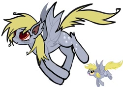 Size: 875x621 | Tagged: safe, artist:poniesinmyhead, imported from derpibooru, derpy hooves, bat pony, pony, bat ponified, derpybat, female, flying, mare, race swap, reference used, simple background, solo, white background