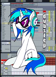 Size: 1084x1470 | Tagged: safe, artist:poniesinmyhead, imported from derpibooru, dj pon-3, vinyl scratch, pony, unicorn, female, glasses, headphones, horn, mare, smiling, solo