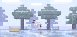 Size: 3000x1444 | Tagged: safe, artist:kreteen art, imported from derpibooru, oc, oc only, oc:nyash, fox, boat, cute, frozen lake, minecraft, snow, snowfall