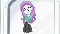 Size: 640x360 | Tagged: artist needed, safe, imported from derpibooru, potion nova, equestria girls, my little pony: pony life, equestria girls-ified, g4.5 to equestria girls, g4.5 to g4, generation leap, horse statue, my little pony equestria girls, screencap background, solo