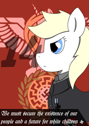 Size: 2135x3000 | Tagged: safe, artist:nhm, oc, oc:aryanne, alicorn, earth pony, pony, black sun, clothes, female, mare, nazi, swastika, uniform