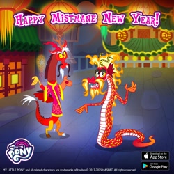 Size: 1080x1080 | Tagged: safe, imported from derpibooru, screencap, discord, dragon, chinese new year, gameloft