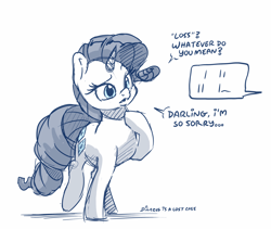 Size: 2752x2320 | Tagged: safe, artist:dilarus, imported from derpibooru, rarity, pony, unicorn, female, full body, horn, loss (meme), mare, meme, text