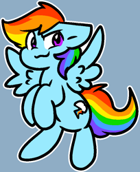 Size: 661x809 | Tagged: safe, artist:zutcha, imported from derpibooru, rainbow dash, pegasus, pony, blue background, female, flying, mare, outline, simple background, solo, spread wings, white outline, wings