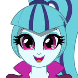 Size: 2560x2560 | Tagged: safe, alternate version, artist:cybersquirrel, imported from derpibooru, sonata dusk, human, equestria girls, bust, female, high res, simple background, smiling, solo, transparent background