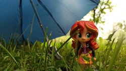 Size: 2560x1439 | Tagged: safe, imported from derpibooru, sunset shimmer, equestria girls, doll, equestria girls minis, eqventures of the minis, photo, toy, umbrella