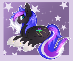 Size: 3384x2816 | Tagged: safe, artist:annuthecatgirl, imported from derpibooru, oc, oc only, oc:midnight aurora, bat pony, from behind, lying down, solo