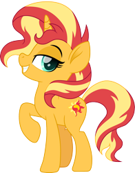 Size: 1410x1800 | Tagged: safe, artist:cloudy glow, imported from derpibooru, sunset shimmer, pony, unicorn, female, horn, mare, proud, simple background, solo, transparent background, vector