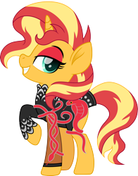 Size: 1410x1800 | Tagged: safe, artist:cloudy glow, imported from derpibooru, sunset shimmer, unicorn, chinese new year, eyeshadow, female, horn, makeup, mare, solo, year of the snake