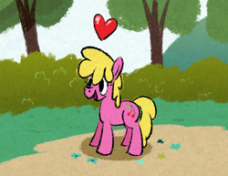 Size: 1184x914 | Tagged: safe, artist:purppone, cherry berry, earth pony, pony, female, heart, mare, open mouth, solo