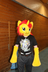 Size: 1824x2736 | Tagged: safe, artist:atalonthedeer, imported from derpibooru, sunset shimmer, human, 2014, bronymuc, fursuit, irl, irl human, photo, ponysuit