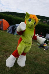 Size: 425x640 | Tagged: safe, artist:atalonthedeer, imported from derpibooru, oc, oc only, oc:croc pony, human, 2014, fursuit, irl, irl human, outdoors, photo, ponysuit