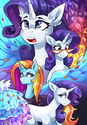 Size: 1772x2528 | Tagged: safe, artist:buvanybu, imported from derpibooru, rarity, sassy saddles, pony, clothes, dress, glasses, princess dress, rarity's glasses