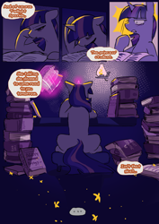 Size: 2733x3866 | Tagged: safe, artist:piesinful, imported from derpibooru, twilight sparkle, pony, comic:unlucky day, fanfic:cupcakes, indoors, reading, tired