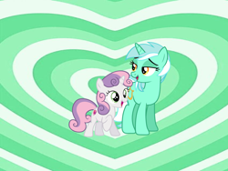 Size: 956x718 | Tagged: artist needed, safe, anonymous artist, artist:hithroc, artist:sirwarluscake, imported from derpibooru, lyra heartstrings, sweetie belle, pony, unicorn, crack shipping, cute, diasweetes, duo, female, filly, foal, heart, heart background, horn, lesbian, looking at each other, looking at someone, lyrabelle, lyrabetes, mare, shipping, smiling, smiling at each other