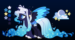 Size: 1600x863 | Tagged: safe, artist:angalalove, imported from derpibooru, oc, oc:whimsical dream, alicorn, pony, colored wings, female, mare, multicolored wings, reference sheet, solo, wings