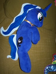 Size: 1608x2132 | Tagged: safe, imported from derpibooru, princess luna, alicorn, pony, bed, female, indoors, irl, mare, photo, plushie, solo