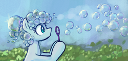 Size: 748x358 | Tagged: safe, artist:plunger, imported from derpibooru, pony, bubble, bubble blower, female, mare