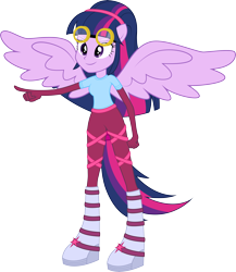 Size: 10088x11616 | Tagged: dead source, safe, artist:birdalliance, imported from derpibooru, masked matter-horn, twilight sparkle, alicorn, human, equestria girls, absurd resolution, female, goggles, pegasus wings, ponied up, power ponies, simple background, smiling, solo, transparent background, twilight sparkle (alicorn), vector, wings