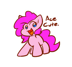 Size: 811x752 | Tagged: safe, artist:zutcha, imported from derpibooru, pinkie pie, earth pony, pony, cute, dialogue, diapinkes, female, mare, missing cutie mark, no sclera, open mouth, open smile, simple background, smiling, solo, white background