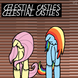 Size: 1000x1000 | Tagged: safe, artist:dkwzurt, imported from derpibooru, fluttershy, rainbow dash, pegasus, pony, crystal castles, female, mare, pixel-crisp art