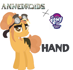 Size: 3962x3776 | Tagged: safe, artist:earth.loser, imported from derpibooru, earth pony, pony, annedroids (tv show), black eyeshadow, claw, crossover, eyeshadow, female, goggles, goggles on head, hair bun, hand (annedroids), makeup, mare, tail, tail bun