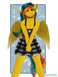 Size: 3000x4000 | Tagged: safe, artist:decemberbreeze, imported from derpibooru, oc, oc only, oc:ocean breeze, anthro, pegasus, :p, pegasus oc, solo, tongue out, wings