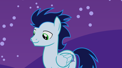 Size: 2560x1440 | Tagged: safe, imported from derpibooru, soarin', pegasus, pony, background, night, smiling