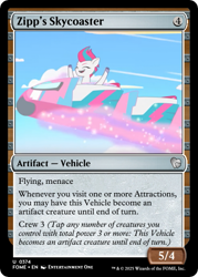 Size: 375x523 | Tagged: safe, edit, imported from derpibooru, zipp storm, pegasus, ccg, cloud, g5, my little pony: tell your tale, rainbows rollercoasters and the hopalottas, roller coaster, trading card, trading card edit, trading card game