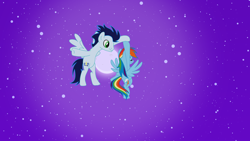 Size: 2560x1440 | Tagged: safe, imported from derpibooru, rainbow dash, soarin', pegasus, pony, dancing, duo, duo male and female, female, male, moon, night, shipping, soarindash, straight, waltz