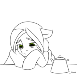 Size: 1024x1024 | Tagged: safe, artist:victoria_nik, artist:vn, imported from derpibooru, oc, oc only, oc:melting cocktail, earth pony, pony, sad, sketch, solo, tired