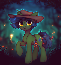 Size: 2379x2533 | Tagged: safe, artist:radioaxi, imported from derpibooru, oc, oc only, pony, unicorn, commission, hat, high res, horn, keychain, looking at you, raised hoof, solo, unicorn oc