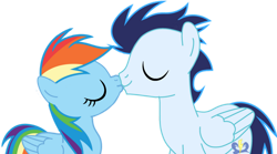 Size: 1280x711 | Tagged: safe, artist:soarindasher10, imported from derpibooru, rainbow dash, soarin', pegasus, pony, female, kiss on the lips, kissing, male, mare, shipping, simple background, soarindash, stallion, straight, transparent background