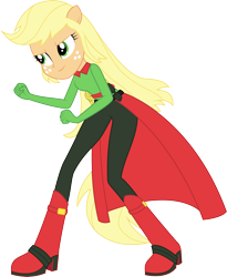 Size: 7709x9421 | Tagged: dead source, safe, artist:birdalliance, imported from derpibooru, applejack, mistress marevelous, human, equestria girls, absurd resolution, boots, clothes, female, ponied up, power ponies, shoes, simple background, smiling, solo, transparent background, vector