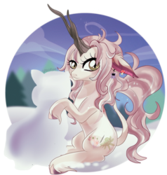 Size: 2367x2488 | Tagged: safe, artist:spookyle, imported from derpibooru, oc, oc only, pony, unicorn, horn, snow, snowman, solo, unicorn oc