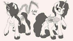 Size: 3840x2160 | Tagged: safe, artist:littlepony115, imported from derpibooru, oc, oc only, oc:astral skies, pony, unicorn, artificial wings, augmented, braid, chest fluff, female, horn, magic, magic wings, monochrome, simple background, smiling, solo, solo female, tail, white background, wings