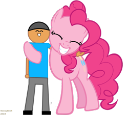 Size: 6389x5771 | Tagged: safe, artist:williamtheofficial, imported from derpibooru, pinkie pie, oc, oc:william, earth pony, human, pony, eyes closed, female, hug, male, mare, simple background, transparent background