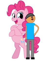 Size: 4084x4971 | Tagged: safe, artist:williamtheofficial, imported from derpibooru, pinkie pie, oc, oc:william, earth pony, human, pony, bipedal, female, hind legs, male, mare, simple background, standing, transparent background