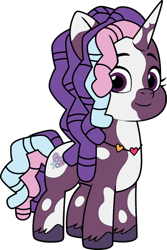 Size: 682x1024 | Tagged: safe, artist:icicle-niceicle-1517, color edit, edit, imported from derpibooru, pony, unicorn, colored, cute, female, filly, foal, g5, horn, jewelry, markings, my little pony: tell your tale, necklace, simple background, solo, transparent background, unshorn fetlocks, violette rainbow, vitiligo