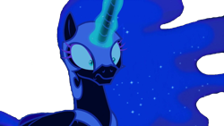 Size: 1280x720 | Tagged: safe, edit, edited screencap, editor:natebrony2001, imported from derpibooru, screencap, nightmare moon, alicorn, pony, background removed, bust, deviantart muro, female, glowing, glowing horn, horn, mare, not a vector, shrunken pupils, simple background, solo, transparent background, wide eyes