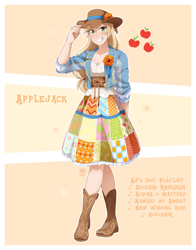 Size: 1606x2048 | Tagged: safe, artist:applesartt, imported from derpibooru, applejack, human, clothes, female, freckles, hat, humanized, looking at you, smiling, smiling at you, solo