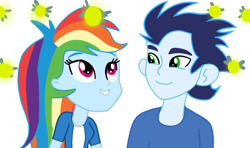 Size: 1280x760 | Tagged: safe, artist:soarindasher10, imported from derpibooru, rainbow dash, soarin', firefly (insect), human, insect, equestria girls, female, male, shipping, simple background, soarindash, straight, transparent background