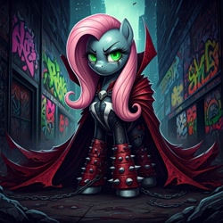 Size: 1024x1024 | Tagged: safe, generator:nightcafe ai, imported from twibooru, fluttershy, ai content, ai generated, crossover, generator:google imagen 3.0, image, needs more jpeg, spawn