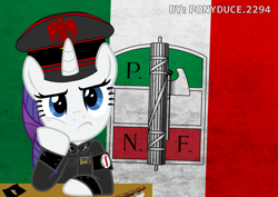 Size: 3084x2188 | Tagged: safe, edit, editor:ponyduce.2294, rarity, pony, cute, fascism, fascist