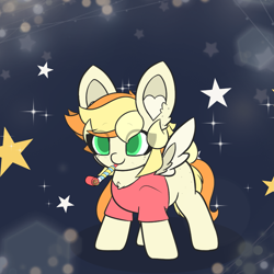 Size: 2241x2241 | Tagged: safe, artist:sodapop sprays, imported from derpibooru, oc, oc only, oc:sodapop sprays, pegasus, pony, clothes, commission, noisemaker, shirt, solo, ych result